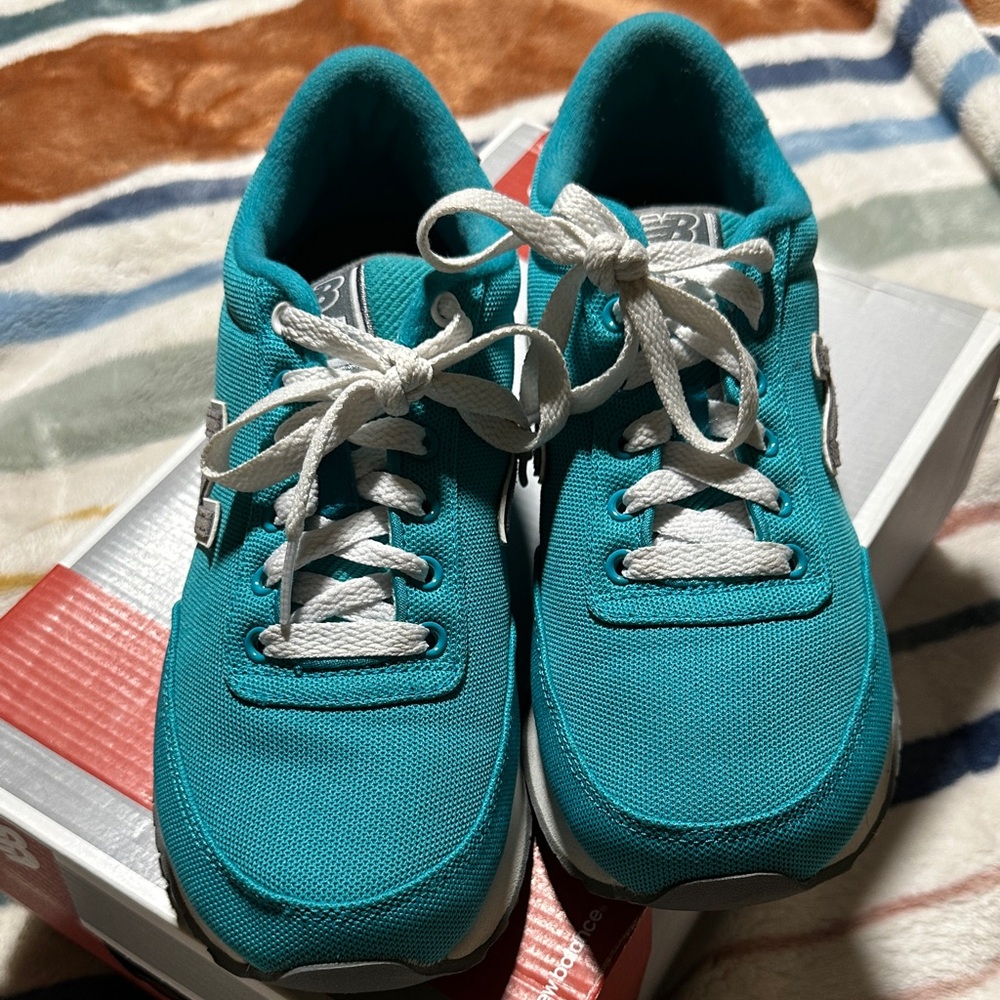 New Balance Teal Mesh Sneakers with White Laces